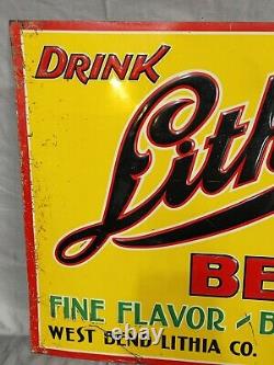 VTG Tin Embossed West Bend Lithia Beer Sign Old Original