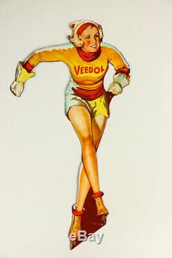 Veedol Pin Up Blechschild Tankstelle Werbung Petromobilia Vintage Tin Sign 50er