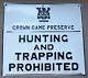 Very Good Ontario Crown Game Preserve Hunting Trapping Embossed Tin Sign Vintage