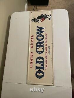 Very Rare Vintage Original Old Crow Bourbon Embossed Tin Sign Great Condition