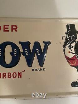 Very Rare Vintage Original Old Crow Bourbon Embossed Tin Sign Great Condition