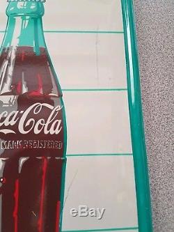 Very nice 1960s Vintage COCA COLA FISHTAIL & BOTTLE Old Original Tin Sign 12x32