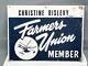 Vintage 12x16 Tin Tacker Embossed Sign Farmers Union Member Great Graphics
