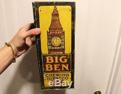 Vintage 15 Cents Big Ben Chewing Tobacco Tin Counter Top Store Display Sign