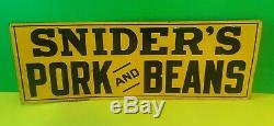 Vintage 1920s 1930s Sniders Pork and Beans Advertising Country Store Tin Sign
