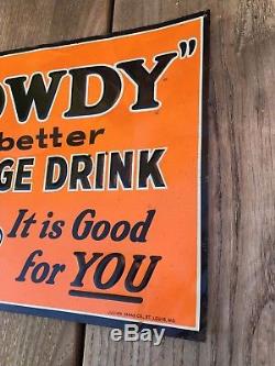 Vintage 1920s Howdy Orange Drink 19 Tin Sign