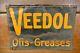 Vintage 1920s Original Veedol Oils Greases Tin Tacker Sign Tide Water Oil Co