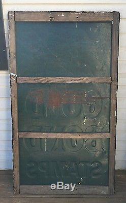 Vintage 1930's 5'x3' GOLD BOND STAMPS Embossed Tin Advertising Sign Great Shape