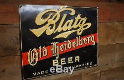 Vintage 1930's BLATZ OLD HEIDELBERG Embossed Painted Tin Beer Bar Brewery SIGN