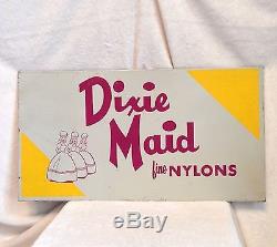 Vintage 1930's DIXIE MAID FINE NYLONS Advertising Tin Sign, 23x13