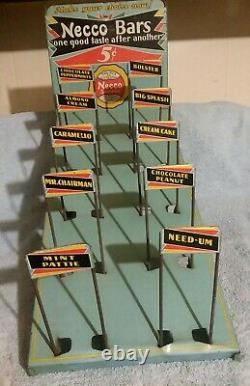 Vintage 1930's Necco Sweets Tin Metal Litho Candy Bars Display Sign