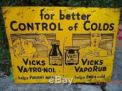 Vintage 1930's Rare Vicks Vapor Rub Tin Sign 23 X 17
