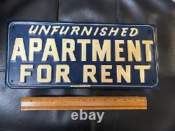 Vintage 1930's Unfurnished Apartment For Rent Tin Sign Embossed Dallas TX