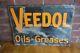 Vintage 1930's Veedol Tin Tacker Sign Oils Greases Gas Station Country Store
