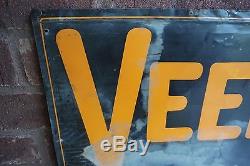 Vintage 1930's VEEDOL Tin Tacker Sign Oils Greases Gas Station Country Store