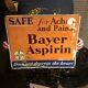 Vintage 1930s Bayer Aspirin Aches & Pains Advertising Sign Tin Metal Rare