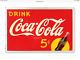 Vintage 1930s Coca-cola Tin Sign Bottle In The Sun 27.5x18 5 Cent Logo Brill