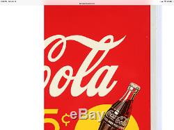 Vintage 1930s Coca-Cola Tin sign Bottle in the Sun 27.5x18 5 cent logo brill
