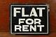 Vintage 1930s Flat For Rent Real Estate Advertising Metal Tin Tacker Sign