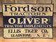 Vintage 1930s Fordson & Oliver Tractors Tin Dealer Advertising Sign Gladstone Nj