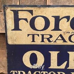 Vintage 1930s FORDSON & OLIVER Tractors Tin Dealer Advertising Sign Gladstone NJ