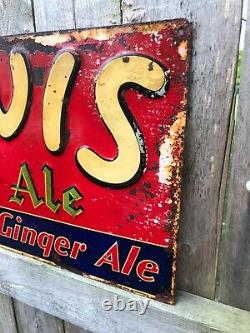 Vintage 1930s Mavis Ginger Ale Embossed Tin Soda Advertising Sign