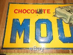 Vintage 1930s Tin Advertising Sign 5 Cent Chocolate Mounds Candy Bar EMBOSSED
