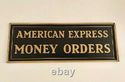 Vintage 1934 American Express Money Orders Tin Sign With Self Framed Edge RARE