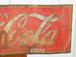 Vintage 1934 Tin Drink Coca Cola Tin Embossed Sign