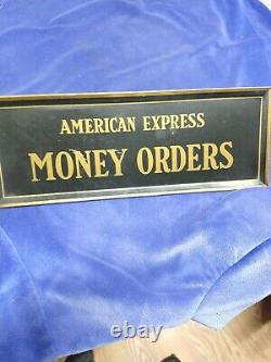 Vintage 1935 American Express Money Orders Tin tray Sign WithFramed Edge RARE