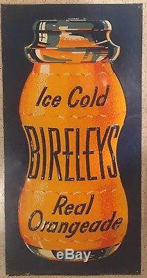 Vintage 1938 Bireleys Tin Orange Soda Porcelain Sign