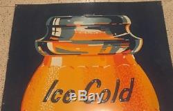 Vintage 1938 Bireleys Tin Orange Soda Porcelain Sign