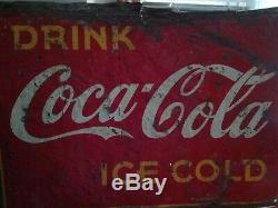 Vintage 1939 Coca Cola Gas Station General Store Advertising Big Tin Sign