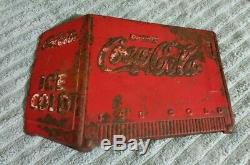 Vintage 1940 Coca Cola Cooler Tin Sign Embossed Die-Cut Metal KAY Displays