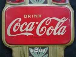 Vintage 1940 Original 16 Coca Cola Tin Thermometer Sign Soda Bottles Deco