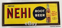 Vintage 1940's-50's Nehi Root Beer Embossed Tin Sign Good Housekeeping Seal