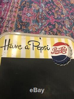 Vintage 1940s 1950s PEPSI Soda Pop Tin Advertising Chalkboard Display Sign