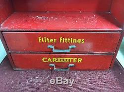 Vintage 1940s/50s CARTER CARBURETER Old Gas Station Cabinet Display Tin Sign
