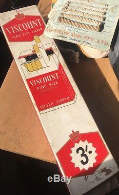 Vintage 1940s 50s Viscount Cigarette Dispenser Shop Advertising Antique Tin Sign