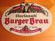Vintage 1940s Burger Brau Oval Embossed Tin Sign, Cincinnati