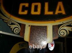 Vintage 1940s Drink Double Cola Tin Flange Advertising Sign 18x15