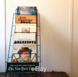 Vintage 1940s New York TImes NEWSPAPER wire RACK TIN SIGN NY advertising
