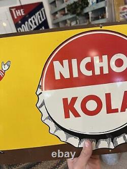 Vintage 1940s Nichol Kola Soda Cola Advertising Tin Metal Sign CLEAN