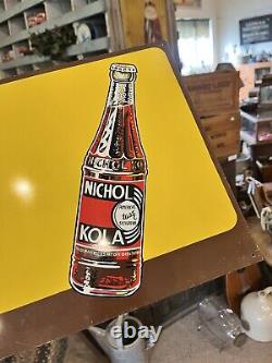 Vintage 1940s Nichol Kola Soda Cola Advertising Tin Metal Sign CLEAN