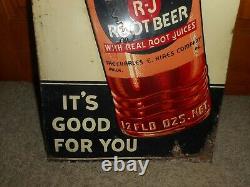 Vintage 1940s Tin 5 Cent HIRES ROOT BEER SODA POP Advertising VERTICAL SIGN