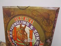 Vintage 1940s Yuengling Beer Tin Over Cardboard Sign