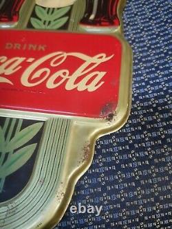 Vintage 1941 Coca Cola Twin Bottle Tin Thermometer