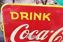 Vintage 1942 Coca Cola Soda Pop Gas Station Tin Metal Sign
