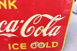 Vintage 1942 Coca Cola Soda Pop Gas Station Tin Metal Sign