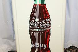 Vintage 1947 Coca Cola Bottle Pilaster Sign with 1951 Coke Button Advertising Sign